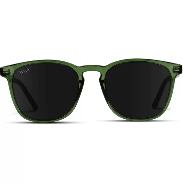 WearMe Pro Polarized Modern Rounded Square Mens SunglassesGreen FrameBlack Lens