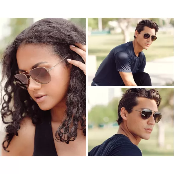 WearMe Pro  Polarized Pilot Style Classic Aviator SunglassesBrown Frame  Gradient Brown Lens