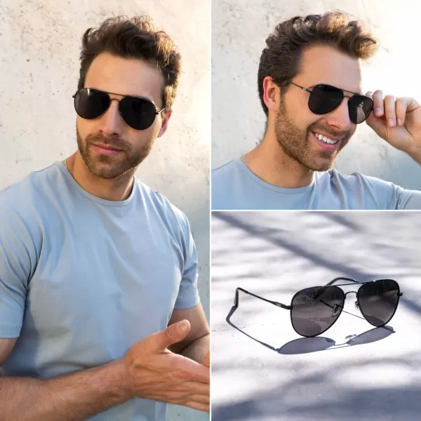WearMe Pro  Polarized Pilot Style Classic Aviator SunglassesFull Black