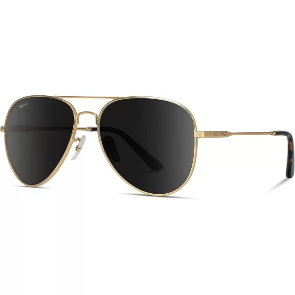 WearMe Pro  Polarized Pilot Style Classic Aviator SunglassesGold  Black