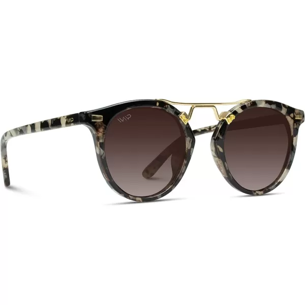 WearMe Pro Polarized Round Retro DoubleBridge Vintage Womens Sunglasses Beige TortoiseBrown Lens