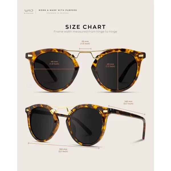 WearMe Pro Polarized Round Retro DoubleBridge Vintage Womens Sunglasses Beige TortoiseBrown Lens