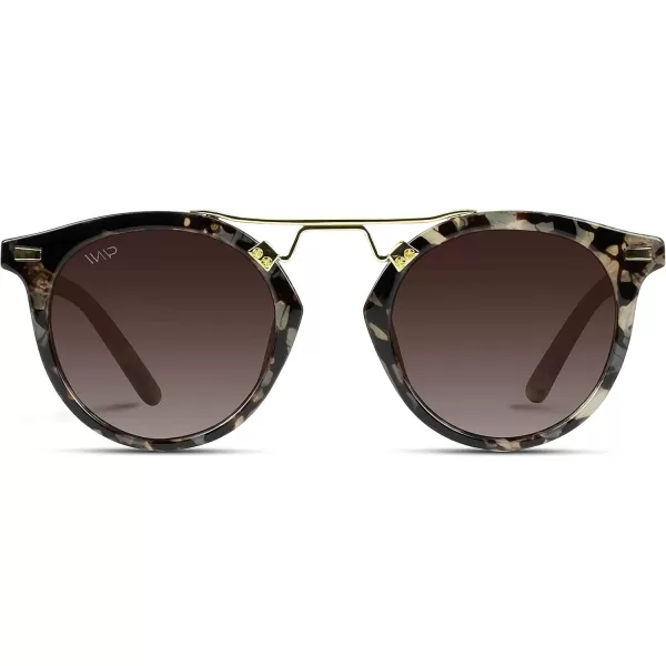 WearMe Pro Polarized Round Retro DoubleBridge Vintage Womens Sunglasses Beige TortoiseBrown Lens