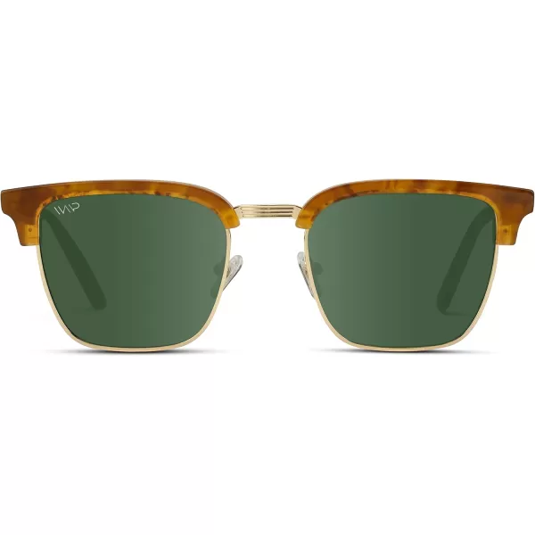 WearMe Pro Polarized SemiRimless Rectangular SunglassesDesert Storm Tortoise  Smoke Green Lens