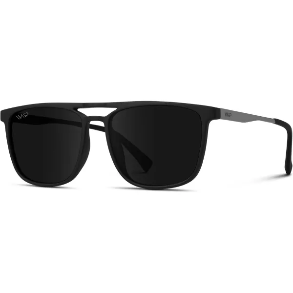 WearMe Pro Premium Polarized Double Bar Sunglasses for Men and Women UVA and UVBBlack Frame  Black Lens