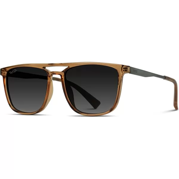 WearMe Pro Premium Polarized Double Bar Sunglasses for Men and Women UVA and UVBCrystal Brown Frame  Gradient Black Lens