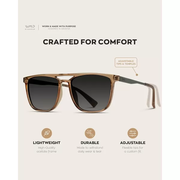 WearMe Pro Premium Polarized Double Bar Sunglasses for Men and Women UVA and UVBCrystal Brown Frame  Gradient Black Lens