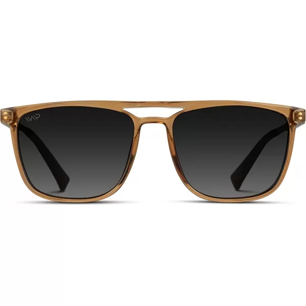 WearMe Pro Premium Polarized Double Bar Sunglasses for Men and Women UVA and UVBCrystal Brown Frame  Gradient Black Lens