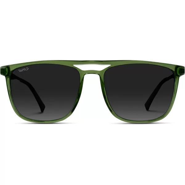 WearMe Pro Premium Polarized Double Bar Sunglasses for Men and Women UVA and UVBCrystal Saguaro Green  Black Lens