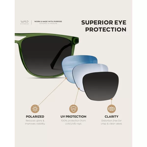 WearMe Pro Premium Polarized Double Bar Sunglasses for Men and Women UVA and UVBCrystal Saguaro Green  Black Lens