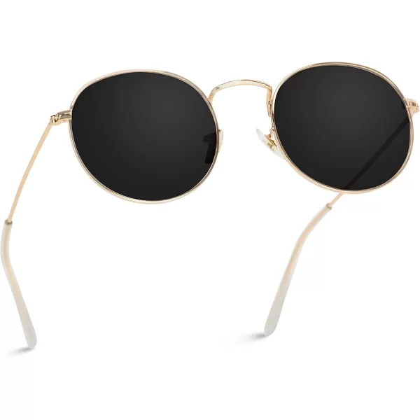 WearMe Pro  Reflective Lens Round Trendy SunglassesGold Frame  Black Lens
