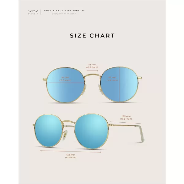 WearMe Pro  Reflective Lens Round Trendy SunglassesGold Frame  Blue Mirrored Lens