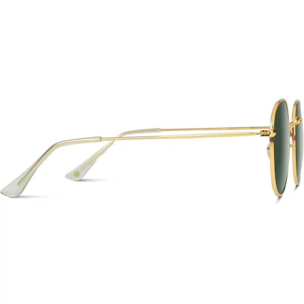 WearMe Pro  Reflective Lens Round Trendy SunglassesGold FrameSmoke Green Lens