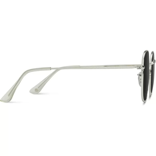 WearMe Pro  Reflective Lens Round Trendy SunglassesSilver Frame  Black Lens
