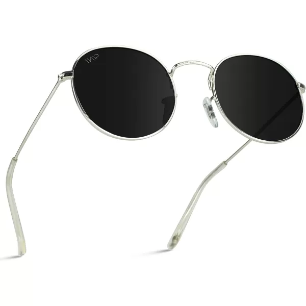 WearMe Pro  Reflective Lens Round Trendy SunglassesSilver Frame  Black Lens