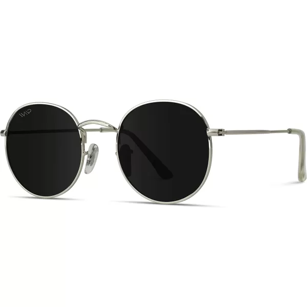 WearMe Pro  Reflective Lens Round Trendy SunglassesSilver Frame  Black Lens