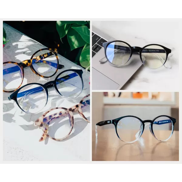 WearMe Pro Retro Round Blue Light Blocking Glasses  UV ampamp Bluelight Blocker for Women MenBlack Frame