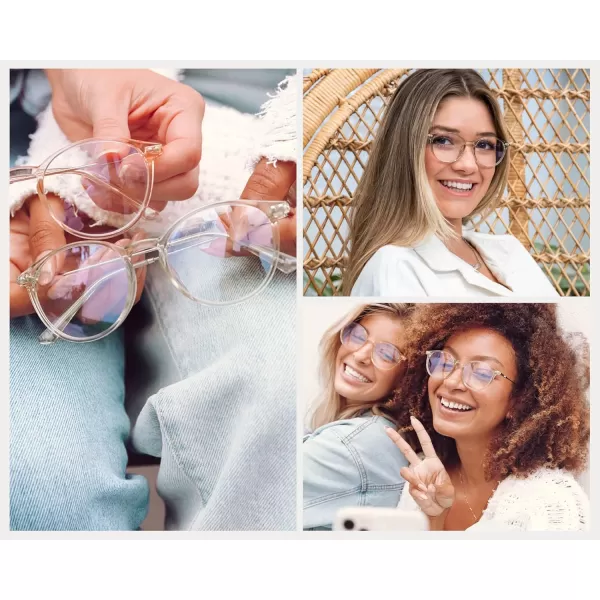 WearMe Pro  Trendy Crystal Round Retro Blue Light Glasses for Women and MenGreenSilver