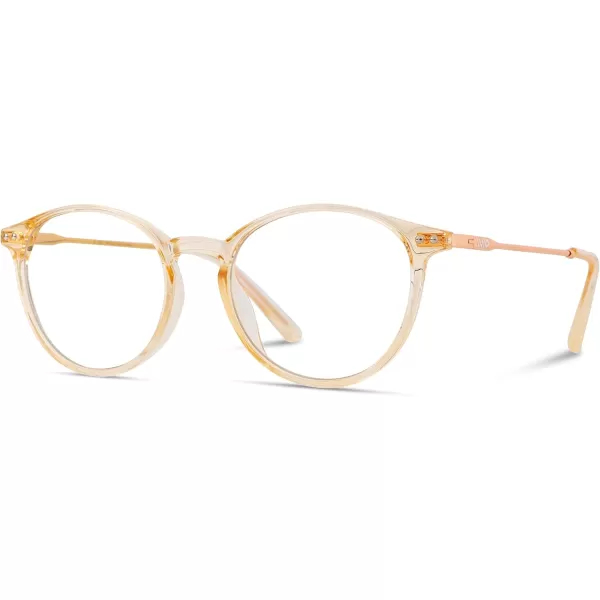 WearMe Pro  Trendy Crystal Round Retro Blue Light Glasses for Women and MenPeach