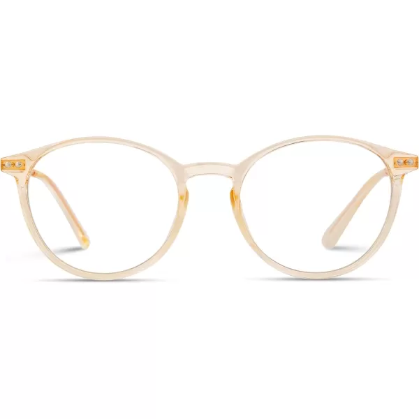 WearMe Pro  Trendy Crystal Round Retro Blue Light Glasses for Women and MenPeach