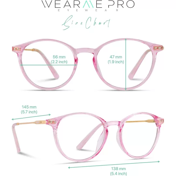 WearMe Pro  Trendy Crystal Round Retro Blue Light Glasses for Women and MenPeach