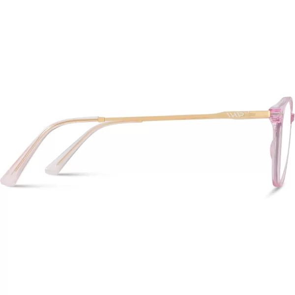 WearMe Pro  Trendy Crystal Round Retro Blue Light Glasses for Women and MenPink