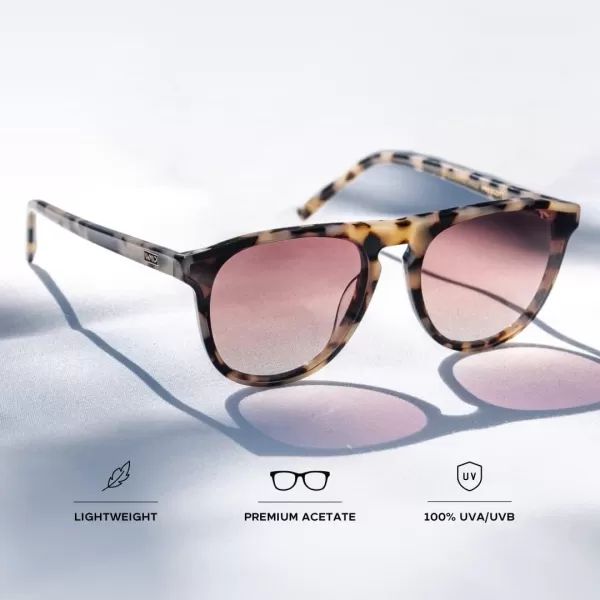 WearMe Pro WMP Eyewear  Large Modern One Bridge Round SunglassesBeige Tortoise Frame  Gradient Brown Lens