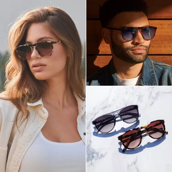 WearMe Pro WMP Eyewear  Large Modern One Bridge Round SunglassesBeige Tortoise Frame  Gradient Brown Lens
