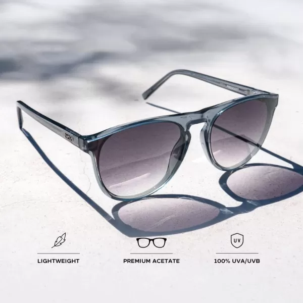 WearMe Pro WMP Eyewear  Large Modern One Bridge Round SunglassesCrystal Blue Frame  Gradient Black Lens
