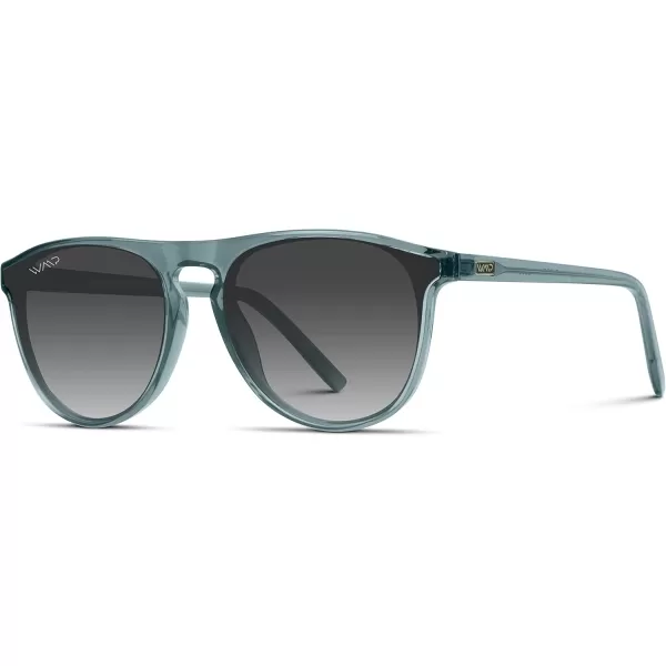 WearMe Pro WMP Eyewear  Large Modern One Bridge Round SunglassesCrystal Blue Frame  Gradient Black Lens