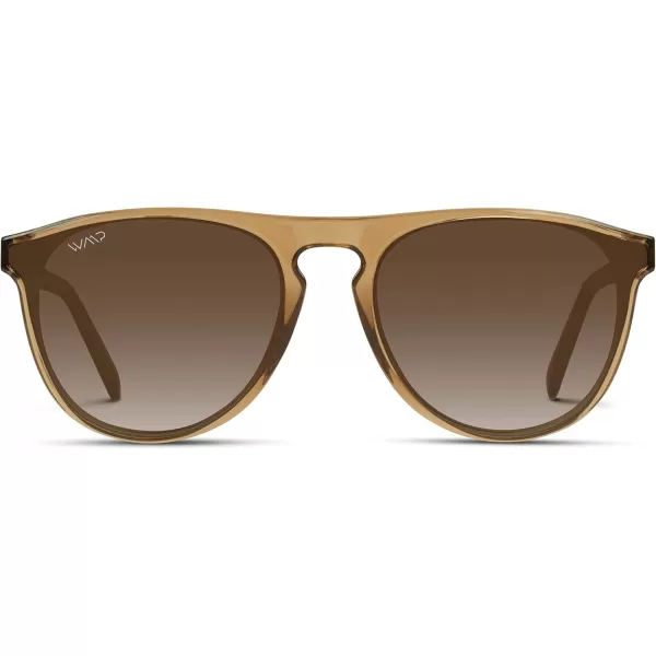 WearMe Pro WMP Eyewear  Large Modern One Bridge Round SunglassesCrystal Brown Frame  Gradient Brown Lens