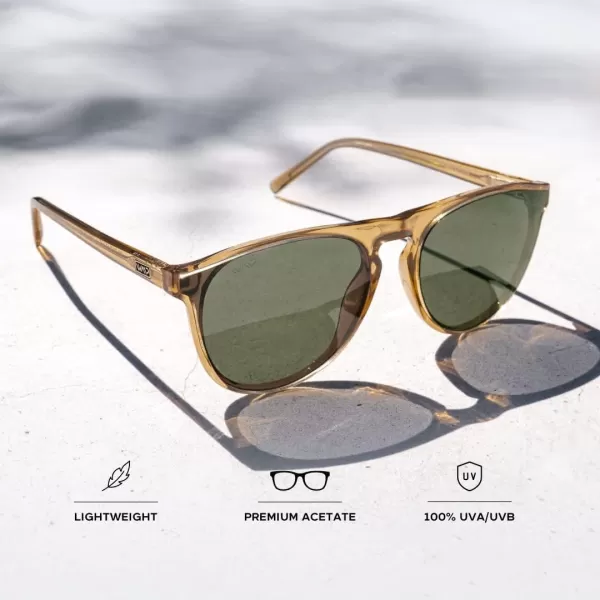 WearMe Pro WMP Eyewear  Large Modern One Bridge Round SunglassesCrystal Sand Brown Frame  Smoke Green Lens