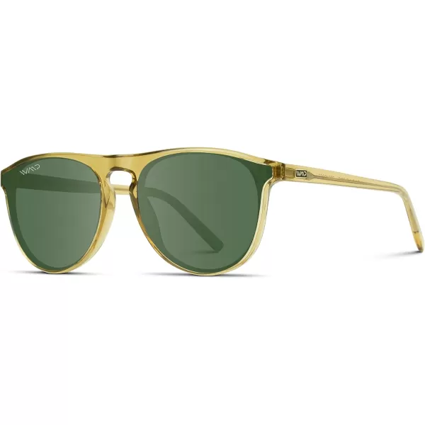 WearMe Pro WMP Eyewear  Large Modern One Bridge Round SunglassesCrystal Sand Brown Frame  Smoke Green Lens