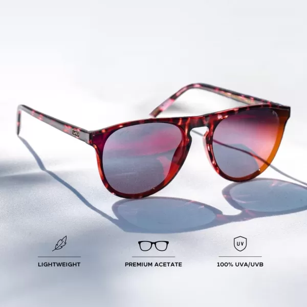 WearMe Pro WMP Eyewear  Large Modern One Bridge Round SunglassesFire Tortoise Frame  Mirror Red Lens