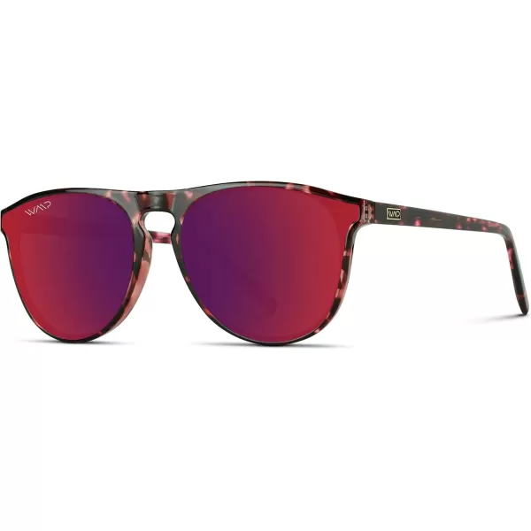 WearMe Pro WMP Eyewear  Large Modern One Bridge Round SunglassesFire Tortoise Frame  Mirror Red Lens