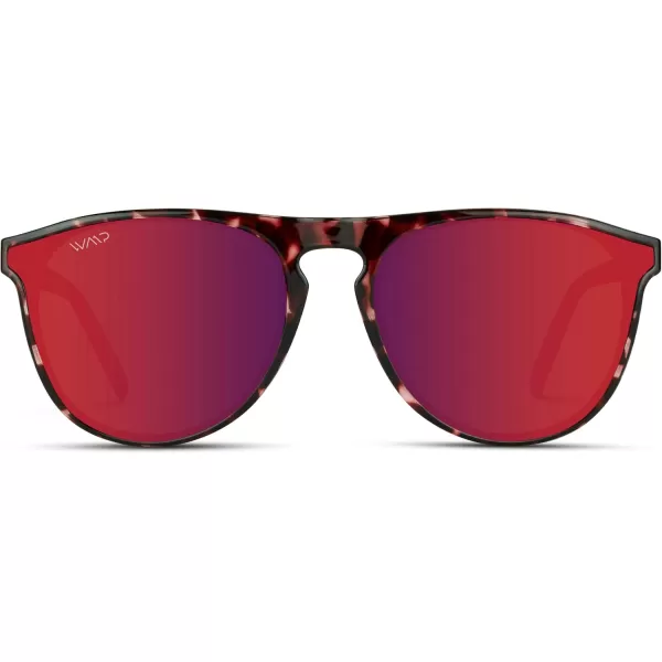 WearMe Pro WMP Eyewear  Large Modern One Bridge Round SunglassesFire Tortoise Frame  Mirror Red Lens