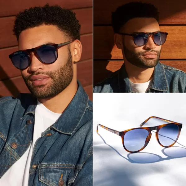 WearMe Pro WMP Eyewear  Large Modern One Bridge Round SunglassesTortoise Frame  Gradient Blue Lens
