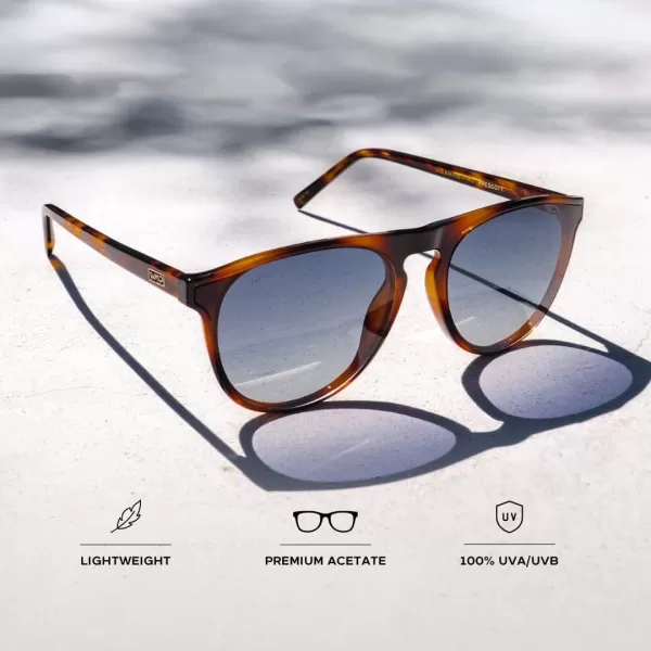 WearMe Pro WMP Eyewear  Large Modern One Bridge Round SunglassesTortoise Frame  Gradient Blue Lens