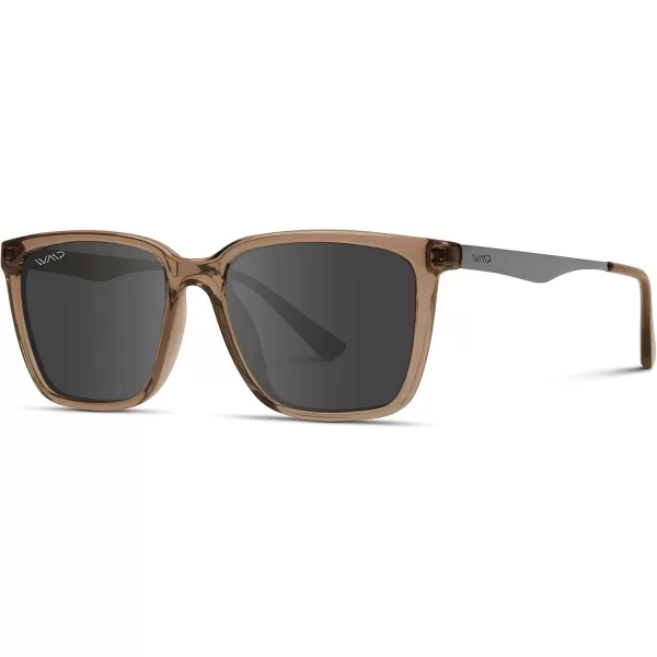 WearMe Pro WMP Eyewear Polarized Large Rectangular Metal Sunglasses Retro Shaped with Supreme UV400 ProtectionCrystal Brown Frame  Black Lens