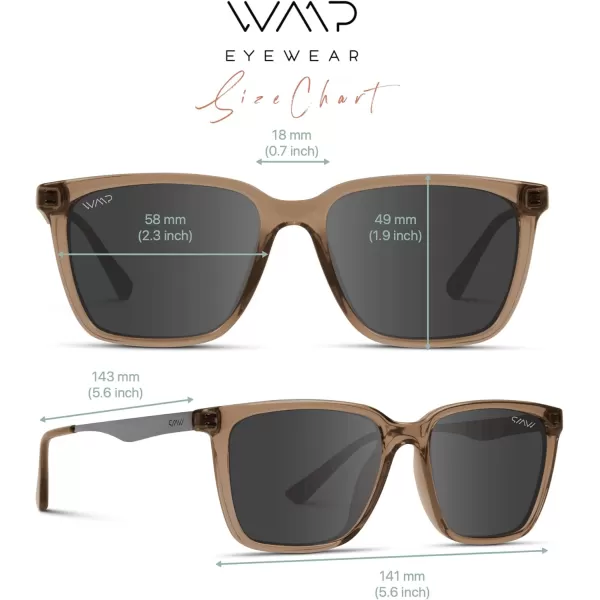 WearMe Pro WMP Eyewear Polarized Large Rectangular Metal Sunglasses Retro Shaped with Supreme UV400 ProtectionCrystal Brown Frame  Black Lens