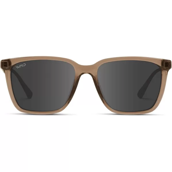 WearMe Pro WMP Eyewear Polarized Large Rectangular Metal Sunglasses Retro Shaped with Supreme UV400 ProtectionCrystal Brown Frame  Black Lens