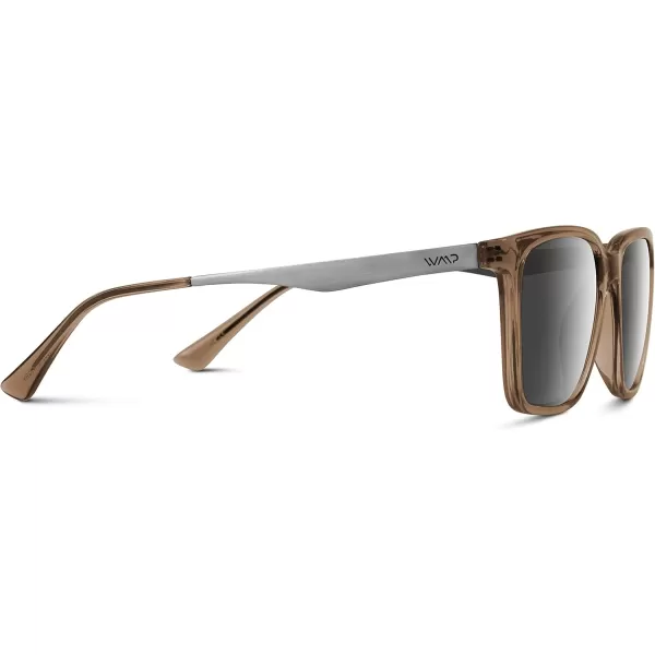 WearMe Pro WMP Eyewear Polarized Large Rectangular Metal Sunglasses Retro Shaped with Supreme UV400 ProtectionCrystal Brown Frame  Black Lens