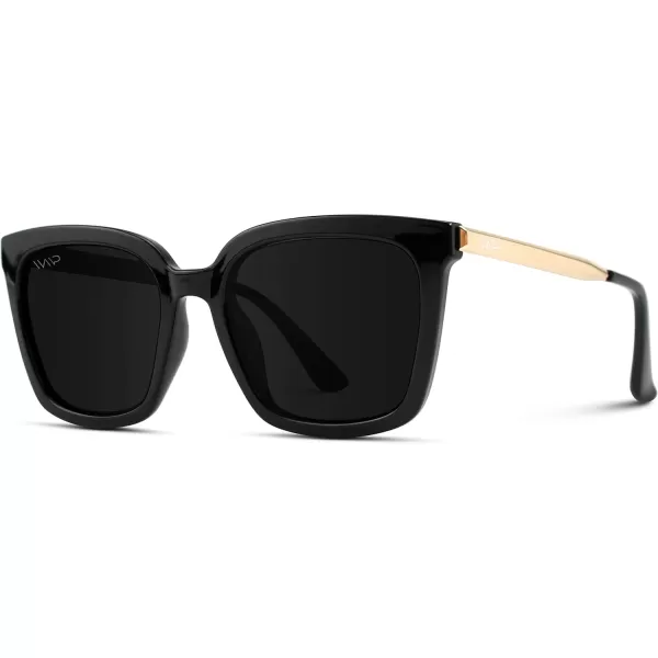 WearMe Pro WMP Eyewear  Square Oversized Metal Frame Fashion Style Women Polarized SunglassesBlack  Black Lens
