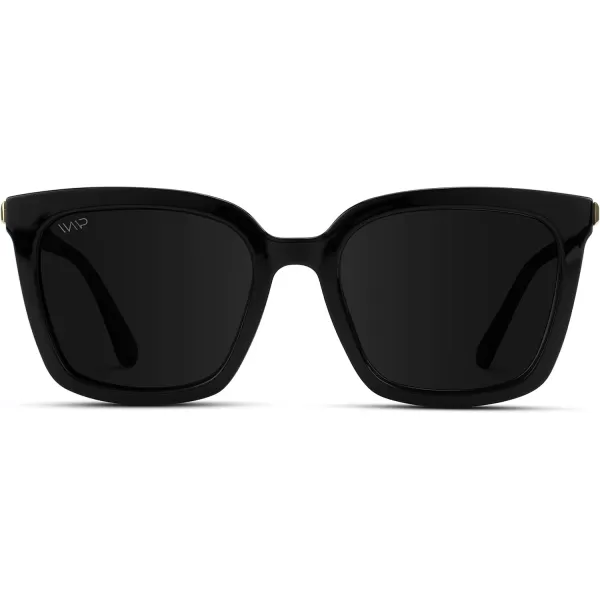 WearMe Pro WMP Eyewear  Square Oversized Metal Frame Fashion Style Women Polarized SunglassesBlack  Black Lens