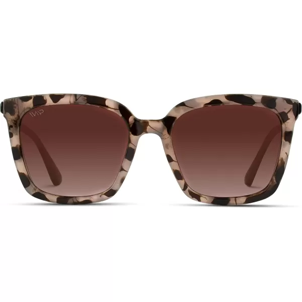 WearMe Pro WMP Eyewear  Square Oversized Metal Frame Fashion Style Women Polarized SunglassesBlush Pink Tortoise  Gradient Brown Lens