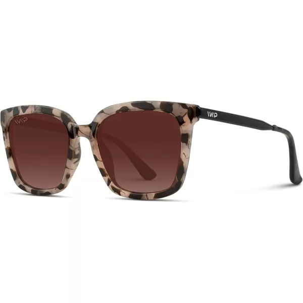 WearMe Pro WMP Eyewear  Square Oversized Metal Frame Fashion Style Women Polarized SunglassesBlush Pink Tortoise  Gradient Brown Lens