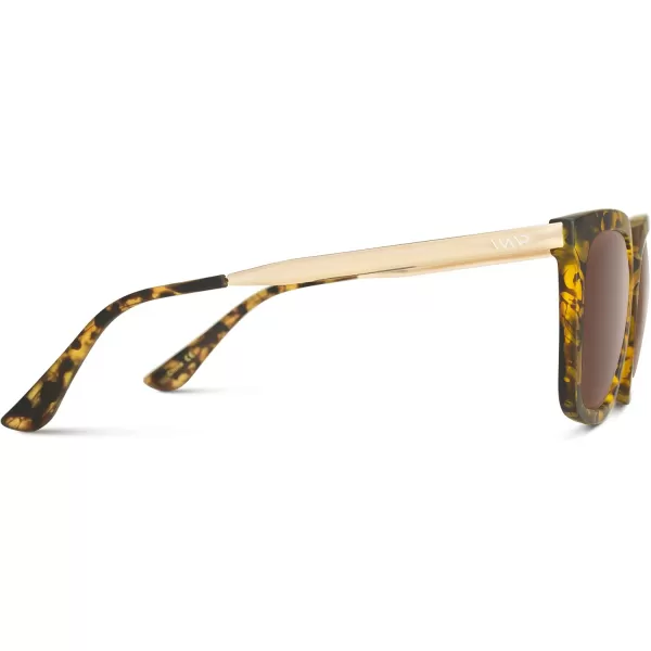 WearMe Pro WMP Eyewear  Square Oversized Metal Frame Fashion Style Women Polarized SunglassesSoft Tortoise  Black Lens
