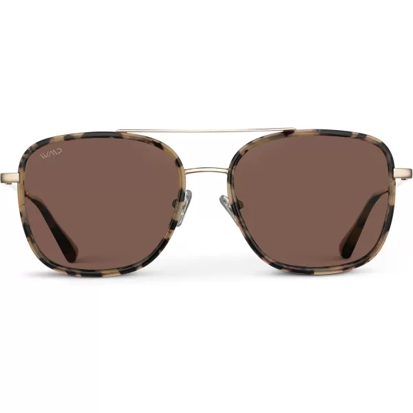WearMe Pro Womens Polarized Square Sunglasses Modern Square Aviator with Double Bridge Vintage AestheticsBeige Tortoise Frame  Brown Lens