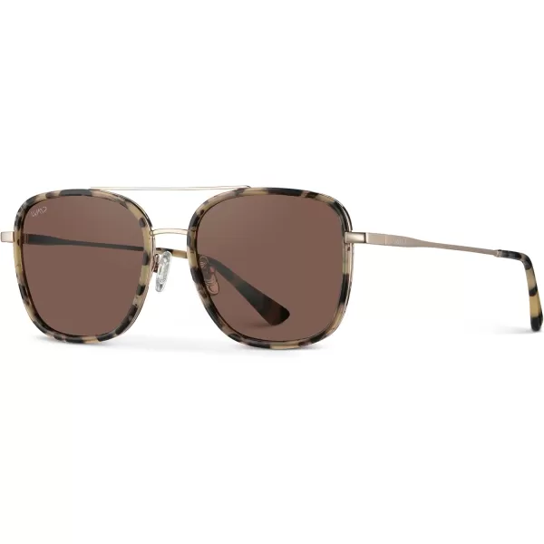 WearMe Pro Womens Polarized Square Sunglasses Modern Square Aviator with Double Bridge Vintage AestheticsBeige Tortoise Frame  Brown Lens