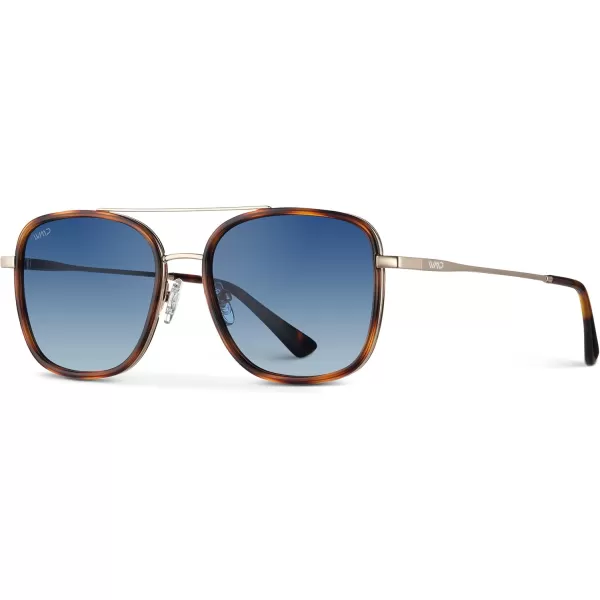 WearMe Pro Womens Polarized Square Sunglasses Modern Square Aviator with Double Bridge Vintage AestheticsBrown Tortoise Frame  Gradient Blue Lens